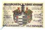 Notgeld Ballenstedt , 10 Pfennig Schein Nr 6 , Kennummer schwarz , Mehl Grabowski 61.4 , Sachsen Anhalt Seriennotgeld