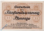 Notgeld Bautzen , Bezirksverband , 25 Pfennig Schein , Tieste 0360.05.01 , von 1917 , Sachsen Verkehrsausgabe