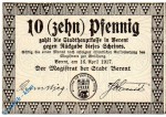 Notgeld Berent , 10 Pfennig Schein , Tieste 0430.05.01 , von 1917 , Westpreussen Verkehrsausgabe