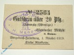 Notgeld Bergedorf , Manow , 20 Pfennig Schein , Tieste 0440.35.05.C , von 1919 , Hamburg Verkehrsausgabe