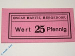 Notgeld Bergedorf , Oscar Hanitz , 25 Pfennig Schein , Tieste 0440.30.20 a , Hamburg Verkehrsausgabe