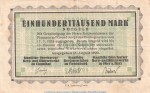 Notgeld Berg und Hüttenwerke Clausthal , 100.000 Mark --WZ falsch-- in gbr. Keller ??? von 1923 , Niedersachsen Inflation