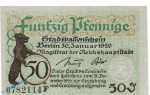 Notgeld Berlin , 50 Pfennig Schein in kfr. E - F , Tieste 0460.245.10 , von 1918 , Brandenburg Verkehrsausgabe