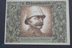 Notgeld Berlin Kolonialpioniere , 75 Pfennig Schein Wissmann , Büttenpapier , Mehl Grabowski 88.6 , von 1921 , Brandenburg Seriennotgeld