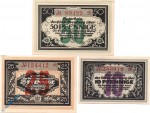 Notgeld Bernburg , Set mit 3 Scheinen , farbige WZ , Tieste 0520.15.15 bis 17 , von 1920 , Anhalt Verkehrsausgabe