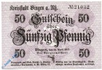 Notgeld Bingen , 50 Pfennig Schein , mit Zier , Tieste 0630.05.05 , von 1917 , Hessen Verkehrsausgabe