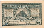 Notgeld Blumenthal , 50 Pfennig Schein in kfr. Tieste 0760.10.05 , von 1920 , Hannover Verkehrsausgabe