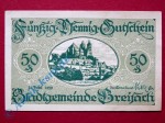 Notgeld Breisach , Einzelschein über 50 Pfennig , Tieste 0885.45 , Baden Verkehrsausgabe