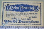 Notgeld Bunzlau , 10 Pfennig Schein , Tieste 1025.05.05 , von 1918 , Schlesien Verkehrsausgabe