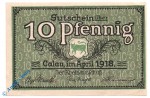 Notgeld Calau , 10 Pfennig Schein , Tieste 1060.05.11 , von 1918 , Brandenburg Verkehrsausgabe