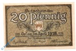 Notgeld Calau , 20 Pfennig Schein , Tieste 1060.05.03 , von 1918 , Brandenburg Verkehrsausgabe