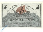 Notgeld Cammin , Kamien , 1 Mark Schein , Mehl Grabowski 218.1 , von 1922 , Pommern Serien Notgeld