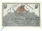 Notgeld Cammin , Kamien , 25 Pfennig Schein , Mehl Grabowski 218.1 , von 1922 , Pommern Serien Notgeld