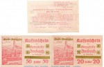 Notgeld der Gemeinde Imbach S.404.III.d Gold Ausgabe , Set mit 3 Scheinen rosa in kfr. o.D. Notgeld Niederösterreich