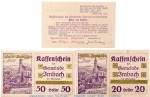 Notgeld der Gemeinde Imbach S.404.III.d Gold Ausgabe , Set mit 3 Scheinen violet in kfr. o.D. Notgeld Niederösterreich