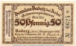 Notgeld Domäne Badetz 59.1 , 50 Pfennig Schein Nr 1 in kfr. von 1918 , Sachsen Anhalt Seriennotgeld