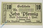 Notgeld Falkenburg , 10 Pfennig Musterschein ohne Kennummer , Tieste 1840.15.30.M , von 1919 , Pommern Verkehrsausgabe