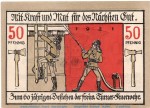 Notgeld Feuerwehr Langensalza , 769.1 , 50 Pfennig Schein Nr 2 in kfr. o.D. Thüringen Seriennotgeld