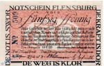 Notgeld Flensburg , 50 Pfennig Schein in kfr. Mehl Grabowski 369.1 , von 1920 , Schleswig Holstein Seriennotgeld