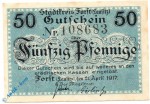 Notgeld Forst , 50 Pfennig Schein , Wz Tropfen , Tieste 1905.05.10 , von 1917 , Brandenburg Verkehrsausgabe