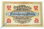 Notgeld Frankfurt , G. M. Holz , 25 Pfennig Schein E , Wolfseck verlängert , Mehl Grabowski 374.3 , von 1921 , Hessen Serien Notgeld