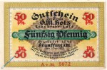 Notgeld Frankfurt , G. M. Holz , 50 Pfennig Schein A , Wolfseck , Mehl Grabowski 374.1 , von 1921 , Hessen Serien Notgeld