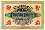 Notgeld Frankfurt , G. M. Holz , 50 Pfennig Schein B , Wolfseck , Mehl Grabowski 374.1 , von 1921 , Hessen Serien Notgeld