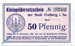 Notgeld Freiberg , 50 Pfennig Schein - 31.12.1918 , Tieste 1950.20.12 , Sachsen Verkehrsausgabe