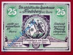 Notgeld Friedeberg , Einzelschein über 25 Pfennig , Mehl Grabowski 391.1 B , von 1922 , Seriennotgeld Schlesien