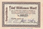 Notgeld Gebr. Schmidt Groitzsch , 5 Millionen Mark Schein in L-gbr. Keller 1927 von 1923 , Sachsen Inflation