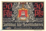 Notgeld Geestemünde , Seefischerei , 50 Pfennig Schein Nr 1 in kfr. Mehl Grabowski 412.1 , Bremen Seriennotgeld