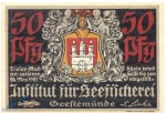 Notgeld Geestemünde , Seefischerei , 50 Pfennig Schein Nr 6 in kfr. Mehl Grabowski 412.1 , Bremen Seriennotgeld