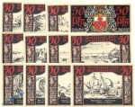 Notgeld Geestemünde , Seefischerei , Set mit 12 Scheinen in kfr. Mehl Grabowski 412.1 , Bremen Seriennotgeld