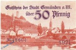 Notgeld Gemünden , 50 Pfennig Schein 1921 in kfr. 41 bis 50.305 , Tieste 2170.05.50 , Bayern Verkehrsausgabe