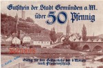 Notgeld Gemünden , 50 Pfennig Schein braun in kfr. 16 bis 21.000 , Tieste 2170.05.10 , Bayern Verkehrsausgabe