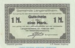 Notgeld Gemeinde Langenaltheim 766.1 , 1 Mark Schein in kfr. von 1917 , Bayern Seriennotgeld