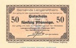 Notgeld Gemeinde Langenaltheim 766.2 , 50 Pfennig Schein in kfr. von 1917 , Bayern Seriennotgeld