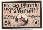 Notgeld Gemeinde Lauenstein 775.2 , 50 Pfennig Schein in kfr. o.D. Bayern Seriennotgeld