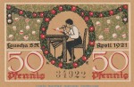 Notgeld Gemeinde Lauscha 777.1 , 50 Pfennig Schein in kfr. von 1921 , Thüringen Seriennotgeld