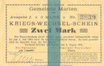 Notgeld Gemeinde Marten , 2 Mark Schein in kfr. Dießner 223.3.d von 1914 , Westfalen Notgeld 1914-15