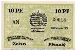 Notgeld Gemeinde Oberhof 996.3 , 10 Pfennig Nr 6 , Wz Flämmchen , in kfr. von 1919 , Thüringen Seriennotgeld