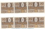 Notgeld Gemeinde Oberhof 996.4 , Set mit 6 Scheinen 50 Pf. in kfr. von 1921 , Thüringen Seriennotgeld