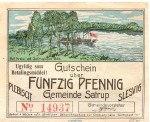 Satrup , Notgeld 50 Pfennig mit Aufdruck in kfr. M-G 1168.2.c-d , Schleswig Holstein o.D. Seriennotgeld