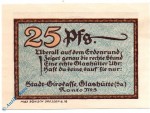 Notgeld Glashütte , 25 Pfennig Schein Nr. 5 , Mehl Grabowski 430.1 , von 1921 , Sachsen Seriennotgeld