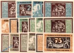 Notgeld Glatz , Volkslieder , Set mit 16 Scheinen in kfr. Mehl Grabowski 432.1 , Schlesien Seriennotgeld