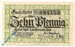 Notgeld Halberstadt , 10 Pfennig Schein mit Wz , Tieste 2730.15.35 , von 1920 , Sachsen Verkehrsausgabe