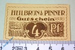 Notgeld Halle , Heilbrun und Pinner , 4 Pfennig Schein braun , Tieste 2740.20.12 , Sachsen Verkehrsausgabe