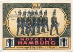 Notgeld Hamburg , Bürgermilitär , 1 Mark Schein in kfr. Mehl Grabowski 519.1 , von 1921 , Hamburg Seriennotgeld