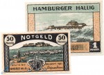 Notgeld Hamburger , Hallig Volquardsen , Set mit 2 Scheinen orange , Mehl Grabowski 564.2 , von 1921 , Schleswig Holstein Serien Notgeld