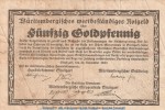 Notgeld Handelskammer Stuttgart , 50 Gold Pfennig Schein in gbr. Müller 4840.2 von 1923 , Württemberg wertbeständiges Notgeld